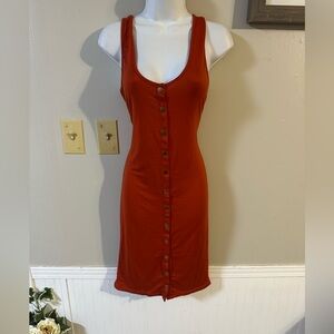 Heart & Hips Rust Button-Front Mini Dress